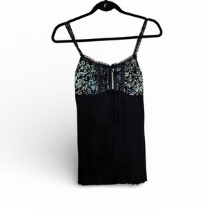 INSANE SANTIKI Black & Teal Babydoll with Lace, & Velvet Details Sz S